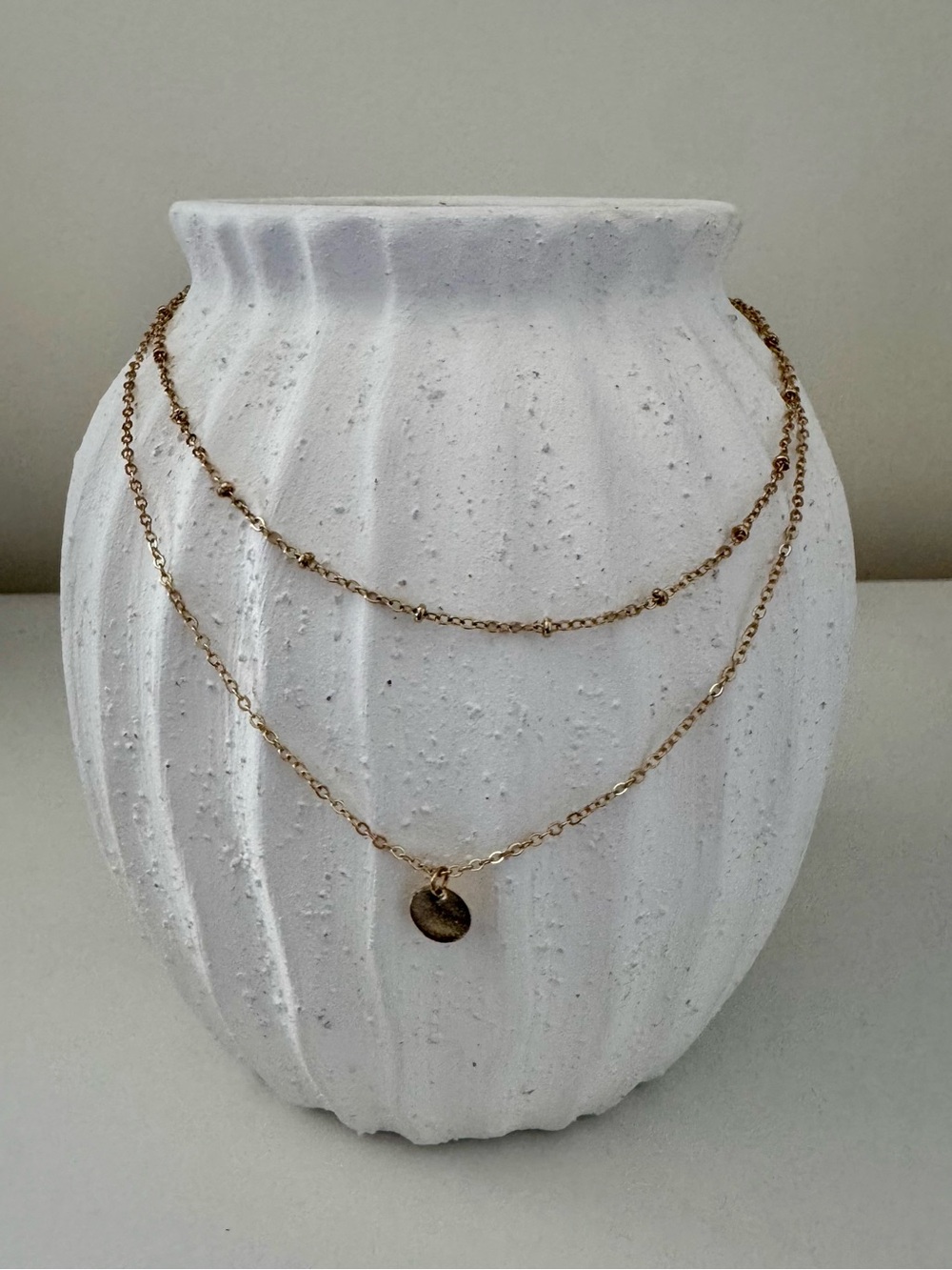Layered Gold Disc Necklace Set